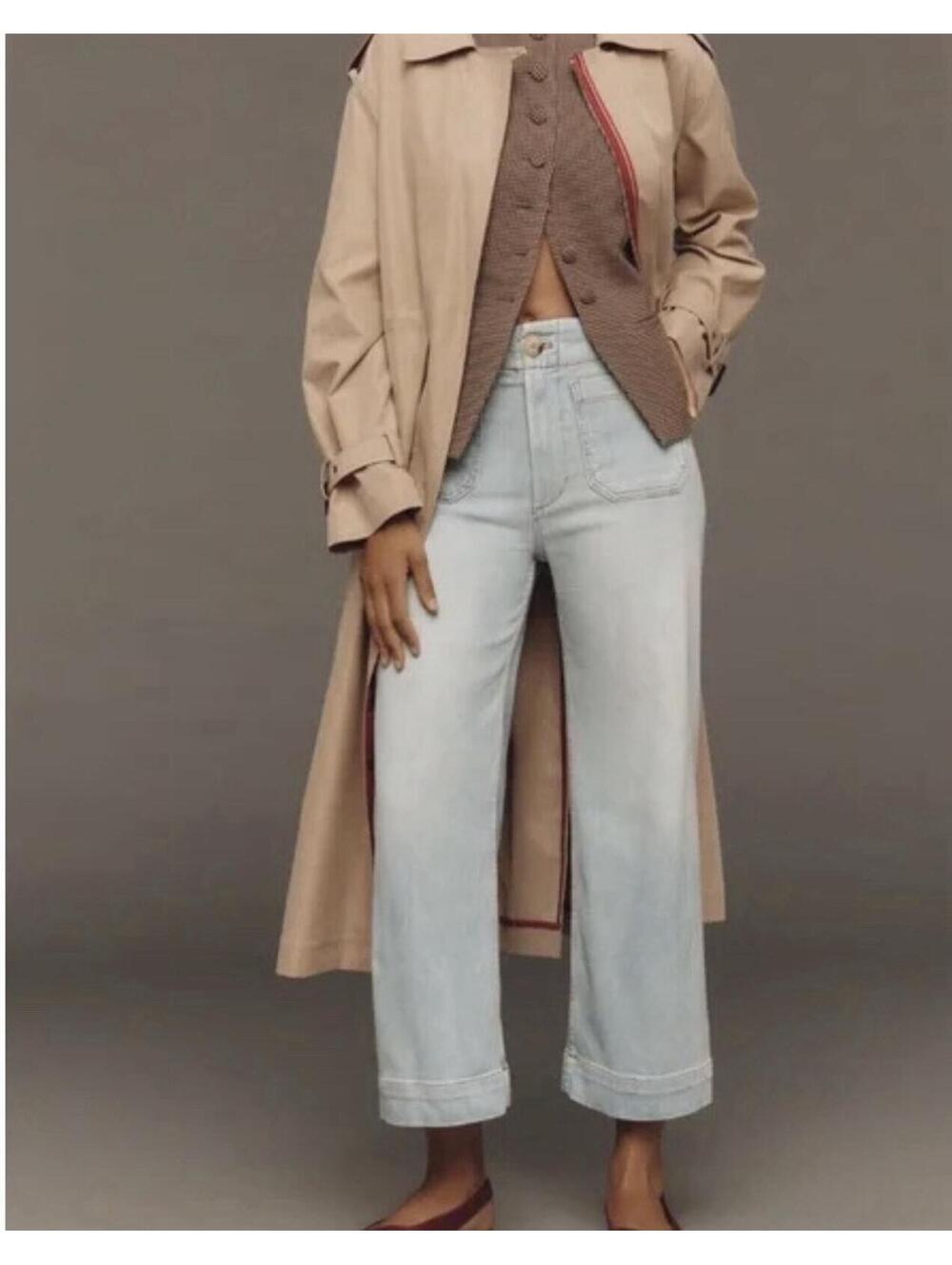 Anthropologie Maeve The Colette Crop Wide-Leg Jeans, Size 28